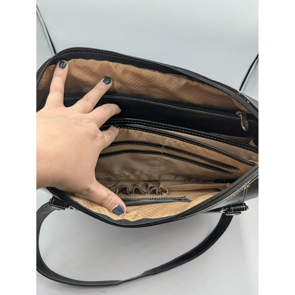McKlein Laptop Briefcase Black Leather Structured Tote Large Y2K Style Career